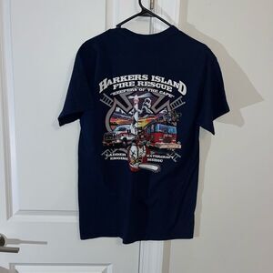 Harkers Island North Carolina BLUE Fire & Rescue firefighter fireman T shirt M